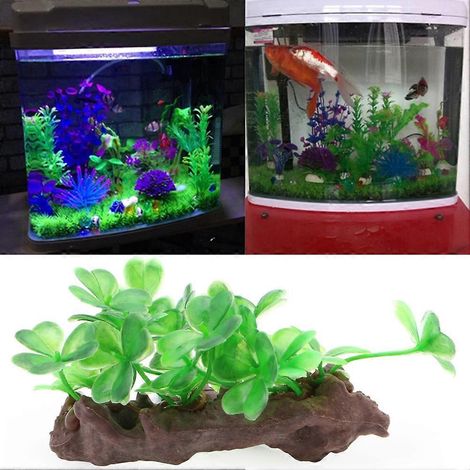 Feuilles artificielles, plantes vertes décoratives, ornement pour aquarium à tortues (1/4)