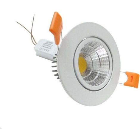 Spot LED COB encastrable YMYNY 5 W avec ailettes souples, cadre blanc, lumière blanc chaud, blanc froid - Blanc chaud (1/2)