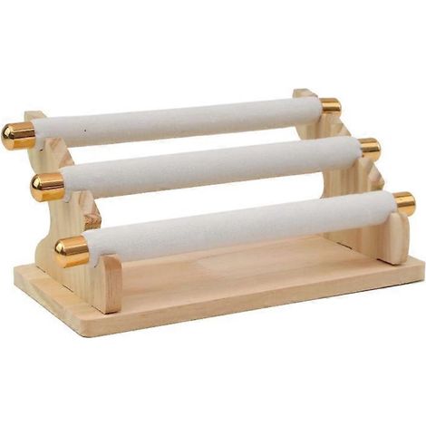 Présentoir à bijoux en bois à 3 niveaux, porte-bagues, blanc. (1/5)