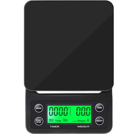 Digitale Küchenwaage (3 kg) mit 0,1 g Genauigkeit, Digitalanzeige und Timer für Lebensmittel, Tee und Kaffee