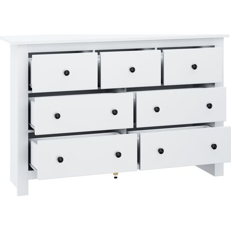Aparador buffet con 7 cajones blanco 152 x 40 x 89 cm de tablero de partículas (1/5)