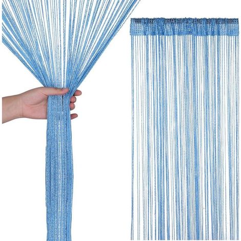 Bleu 200cm x 100cm Paillette Corde Rideaux Fly Écran Pièce Diviseur Frange Panneau Gland Rideau pour Porte,Windows,Portes,Maison Décoration,Événement Décoration (1/4)