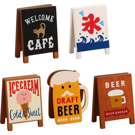 Lot De 5 Porte-Photos en Bois Mini Clips Photo Créatifs De Bière, Glace, Chat Noir, Cornet Et “Beer” Bois Naturel Accessoires Décoratifs pour Bureau Et Maison (1/5)