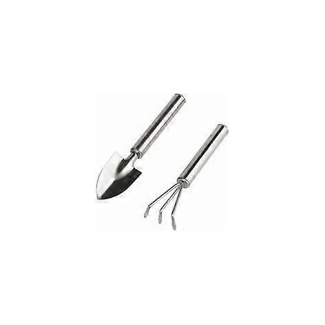 Ensemble d'outils de jardinage, 2 pièces, manche en acier inoxydable, outils de jardin miniatures (râteau et pelle) pour semis, bonsaïs, plantes succulentes (1/5)