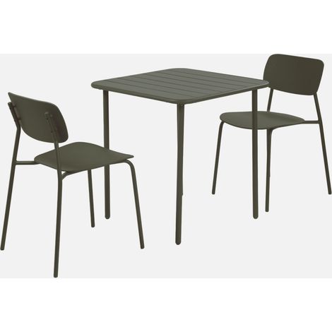 Set mesa de jardín bistró de metal con 2 sillas (1/5)