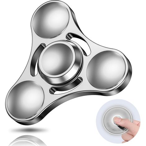 Hand Spinner EDC Jouet Fidget Spinner Roulement en Métal et Acier Inoxydable Haute Vitesse de 3-5 Min Fidget Jouet Finger Toy Anti Stress Fidget Toys pour Adultes Enfants Argent (1/5)