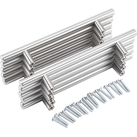 Poignée de meuble T Bar 200mm, lot de 20 pièces, bouton tirage pour porte de cuisine, placard, poignée en alliage, finition argentée, quincaillerie robuste. (1/5)