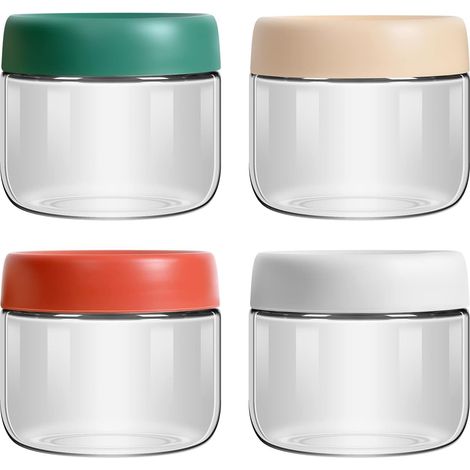 Tarros de 300 ml para gachas de avena preparadas durante la noche, tarros de almacenamiento con tapón de rosca, fabricados en vidrio de borosilicato, tarros reutilizables con tapa, aptos para yogur, m