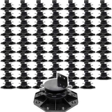 XPOtool Lot de 70x Plots de terrasse – Charge 2700 kg – Hauteur réglable 33-64 mm – en PP – Pieds de support pour Lames Dalles Lambourdes