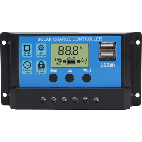 Régulateur solaire PWM 12V/24V 20A pour système photovoltaïque autonome, charge auto-adaptative (1/5)