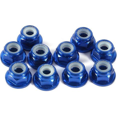 Lot de 10 écrous hexagonaux autobloquants en aluminium avec insert nylon M3, bleu royal