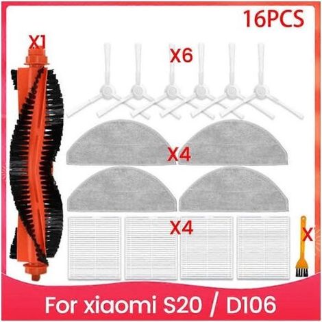 Accessoires pour aspirateur robot Xiaomi S20 / D106 : brosse latérale principale, filtre HEPA, lingette de nettoyage, sac à poussière de rechange (1/5)
