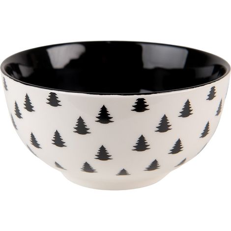 Bol à Soupe en Porcelaine 500 ml Bol de Service Motif Sapin de Noël Beige et Noir - PANGIVO (1/5)