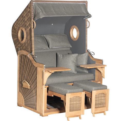 Strandkorb Rustikal 295 PLUS TEAK COSY 2-Sitzer KS-antikbr.