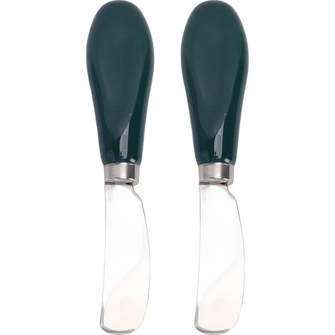 2pcs Étaleur Beurre Lave-Vaisselle Qualité Alimentaire Inox – Outil Étaler avec Poignée Céramique Confiture Fromage, Vert Foncé (1/5)