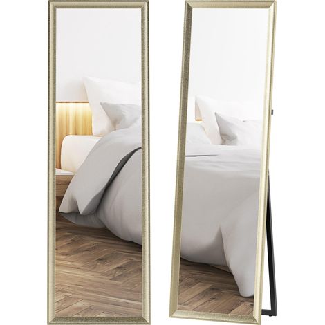 Miroir sur pied or 160 x 50 cm, inclinable selon votre convenance. Pour chambre ou salon. (1/5)