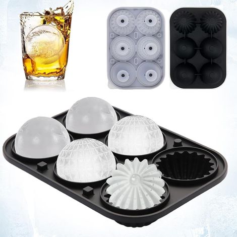bac a glacon,6 glaçons,reutilisable glçons circulaire,moule à glaçons bac,glacons silicone moule,avec couvercle à entonnoir,pour boisson froide, whisky, cocktail, vin, bière, jus, san bpa (1/5)