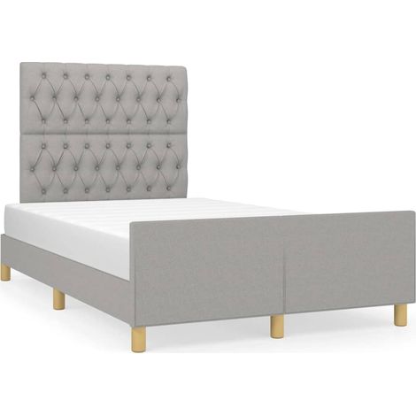 Lit adulte pour 2 personnes avec tête de lit, Structure de lit, Assemblage Facile, Gris clair 120x200 cm Tissu OIB7046E (1/3)