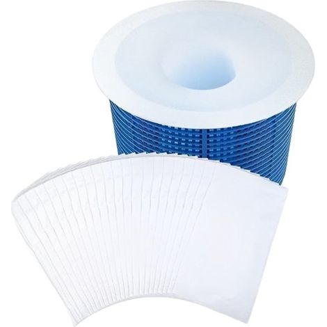 Fundas de malla para filtros,Paquete de 20,Calcetines para skimmer de piscina,Prefiltros para skimmer,Malla para filtro de piscina,20 x 12 cm (1/5)