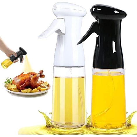 Spruzzatore per olio d'oliva di qualità alimentare - 210 ml - Flacone spray (nero + bianco)
