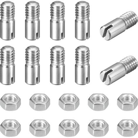10pcs Goupilles Cylindriques avec Écrou, M4x8mm Goujon Cylindrique Fendu Fileté Externe 304 Acier Inoxydable Industriel Mécanique Chevilles Support d'Étagère Tige Fixation Meubles (1/5)