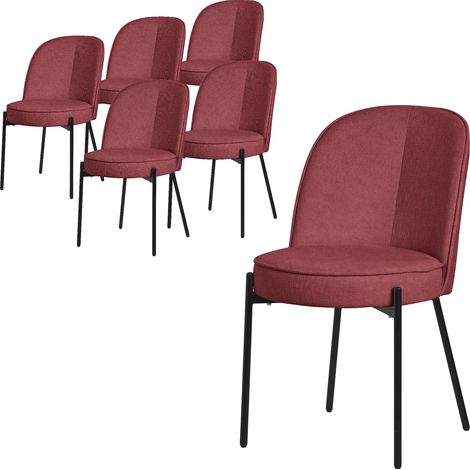 ML-Design Set 6 Sedie da Sala Pranzo Rosso in Poliestere Gambe in Metallo, Struttura in Acciaio, con Schienale Semi-Rotondo, Poltrone Ergonomiche, Poltroncine Imbottite per Soggiorno e Cucina (1/5)