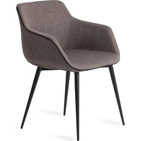 Fauteuil rembourré en tissu structure acier. - Gris (1/5)