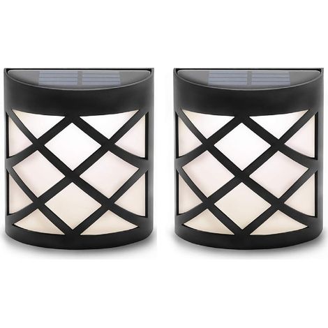 Lampe solaire de clôture, lampes de jardin à énergie solaire IP55 étanche pour terrasse, clôture, cour, jardin, garage, escalier, portail, mur - grille blanc chaud (2PACK)