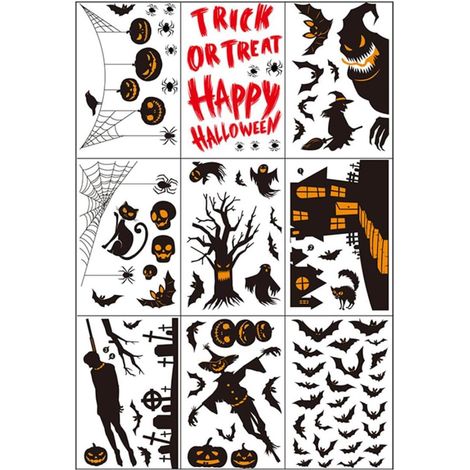Autocollants de fenêtre double face pour Halloween, Stickers Auto-adhésifs d'Halloween Réutilisable pour Décoration Fête Halloween DIY Horreur Décor (1/4)