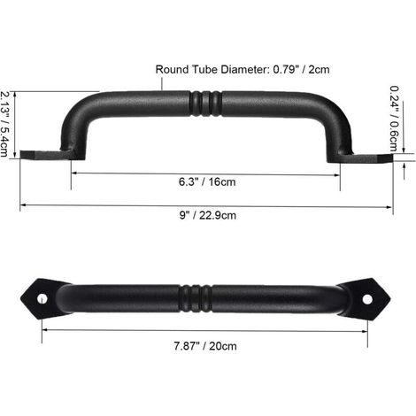 ALLIANDISPoignée de porte de grange coulissante en fonte noire robuste pour portail de jardin en bois, abri de jardin, porte d'armoire