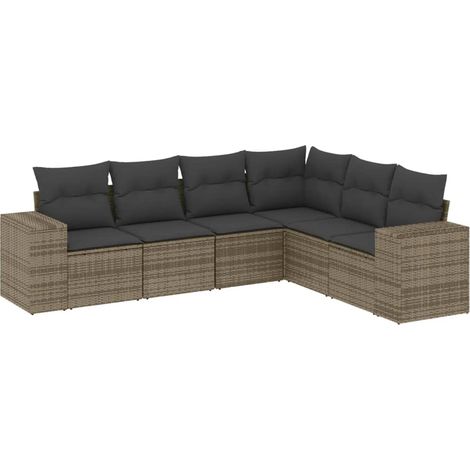 Maison Exclusive - 6-tlg. Garten-Sofagarnitur mit Kissen Grau Pol