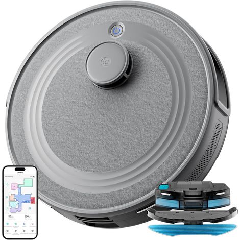 Robot Aspirateur Laveur avec Cartographie, Aspiration de 10000Pa, Navigation Laser, Technologie d'évitement PSD, Nettoyage Personnalisé, 240 Minutes, Contrôle Via APP/WiFi (1/5)