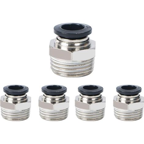 5 pièces raccord pneumatique raccord de tuyau d'air rapide mâle adaptateur pneumatique droit outil diamètre de filetage 8mm (1/5)