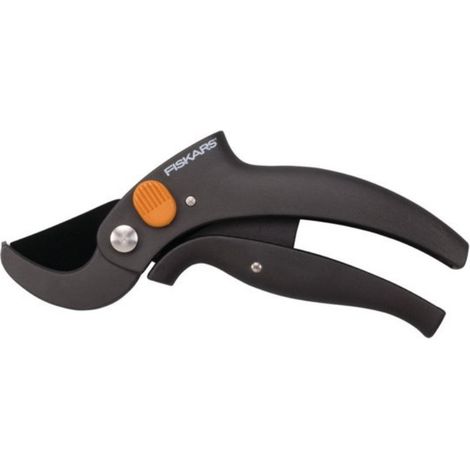 Fiskars P53 - Forbici a Incudine PowerLever Diametro Taglio 2 cm Nero/Arancione (1/4)