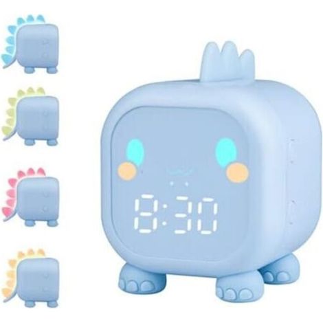 Réveil Enfant Lumineux LED Numérique Lampe Réveil Veilleuse Fille Garcons Jour Nuit Enfant Volume réglable Snooze Réveil en USB Charge(Bleu) (1/5)