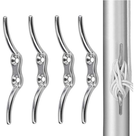 Taquet Bateau ArgentéCrochet de Taquet de Cordage Taquet Crochet Aveugle Crochet de Corde de Mât Inoxydable pour Corde de Stores Yacht Dock Pont Base Marine Bateau Attache Accessoires(4 Pièces) (1/5)