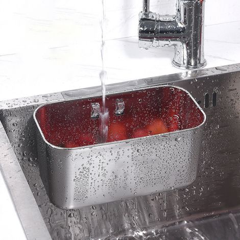 Filtre d'évier en acier inoxydable, panier filtrant pour évier, passoire de cuisine, organisateur pour fruits et légumes (1/5)