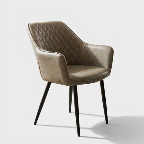 Sillón moderno en ecopiel y metal Sindy - Gris paloma (1/5)