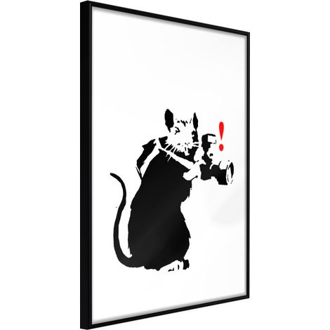 Affiche Murale Encadrée "Banksy Rat Photographer" 21 x 30 cm Noir