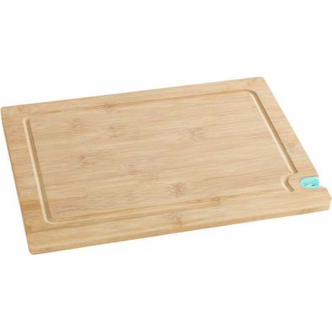 Wenko Tagliere con affilacoltelli M - Tagliere da cucina, tagliere con scanalatura raccogli-liquidi, delicato sui coltelli, Bambù, 33 x 1.5 x 23 cm, Marrone