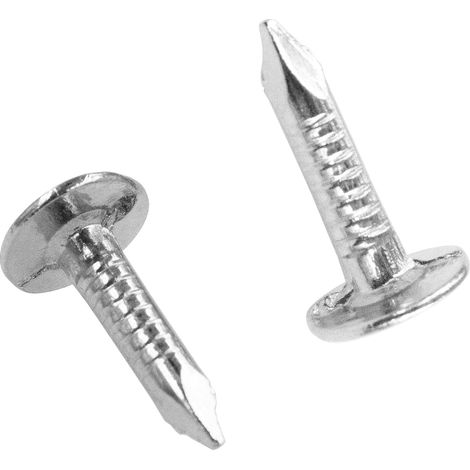 Lot de 140 clous en feutre galvanisés 2,8 x 15 mm - Tête fraisée - Pour toit de cabane, plaques d'ardoise, broches à tête large (1/3)