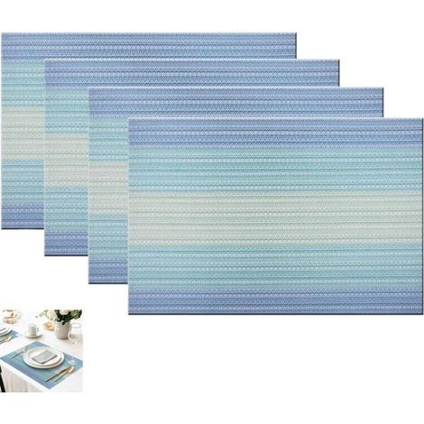Set mit 4 blauen Platzsets – Hitzebeständig und rutschfest – Geeignet für Küche und Esszimmer – Blau – 30 x 45 cm