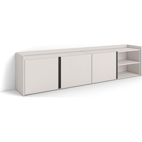 Skraut Home - TV-Schrank, Lowboard, für Wohnzimmer und Esszimmer, 207x35x50cm, Für TV-Geräte bis zu 80", Fernsehtisch, Moderner Stil, Beige (1/5)