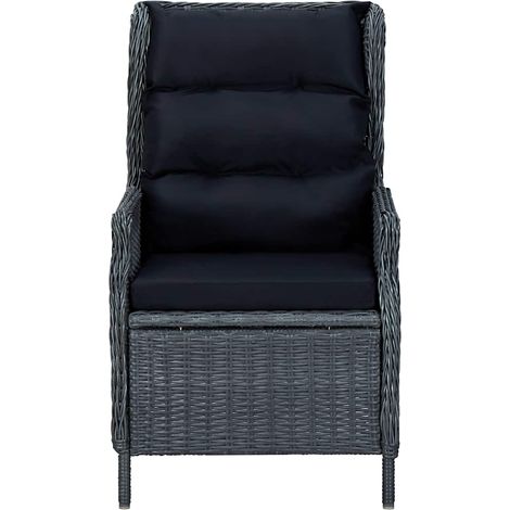 Maison Exclusive - Sedia da Giardino Reclinabile e Cuscino Polyrattan Grigio Scuro (1/5)