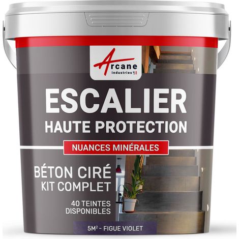 Béton ciré escalier, kit complet - 5 m² (en 2 couches) Figue - ARCANE INDUSTRIES
