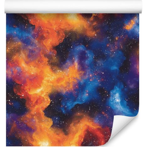 Aquarell-Galaxie-Tapete, blau und marineblau, indigoblauer Hintergrund, 50 x 1000 cm (1/5)