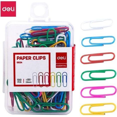 Clips de papel de colores de 29 mm para deli
