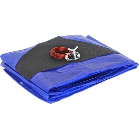 Bâche Piscine Ronde 4,2 m pour piscine diamètre 3,60 m - Filet d'écoulement - Bleu - Résistante - Anti-UV - Oeillets (1/5)