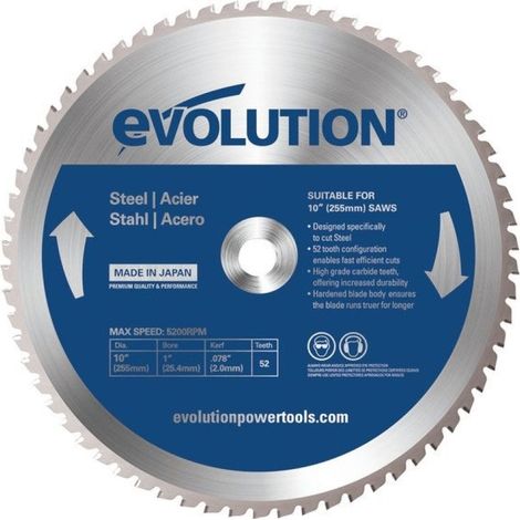 Hartmetallklinge für Stahl D.255 mm Evolution