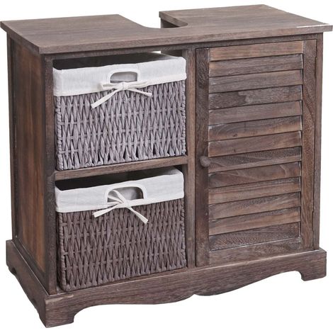 [JAMAIS UTILISÉ] Meuble sous-vasque HHG-672, meuble sous-vasque de salle de bain 60x65x31cm, shabby marron